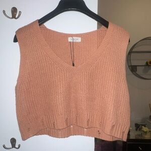 Women's Peach Knit Sleeveless Top